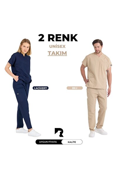 KARGA ÜNİFORMA طقم مكون من قطعتين - زي موحد للممرضات والأطباء بأكمام خفاش للجنسين