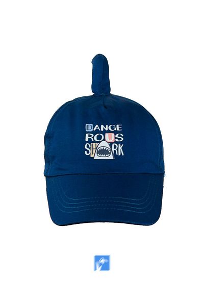 Kardelen Butik Denizli 100% Cotton Shark Hat with Nape Protection for Baby Boys (1-3 Years) (Size 48-50 cm)