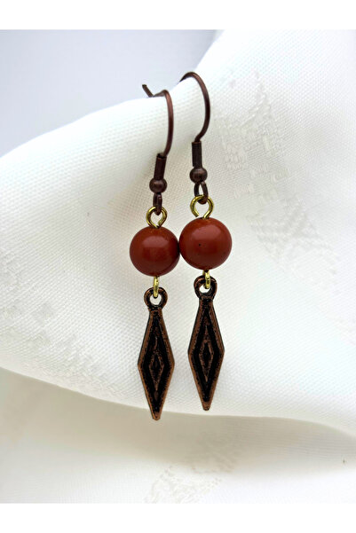 ayrestyle Red Jasper Stone Geometric Diamond Cut Women's Earrings 5 cm