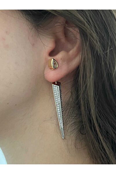 by kayra collection ÇELİK ZİRKON TAŞLI TASARIM KÜPE