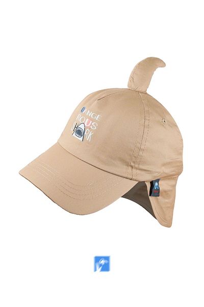 Kardelen Butik Denizli 100% Cotton Shark Hat with Nape Protection for Baby Boys (1-3 Years) (Size 48-50 cm)