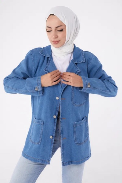 Butik KOYU MAVI Kruvaze Kot Ceket