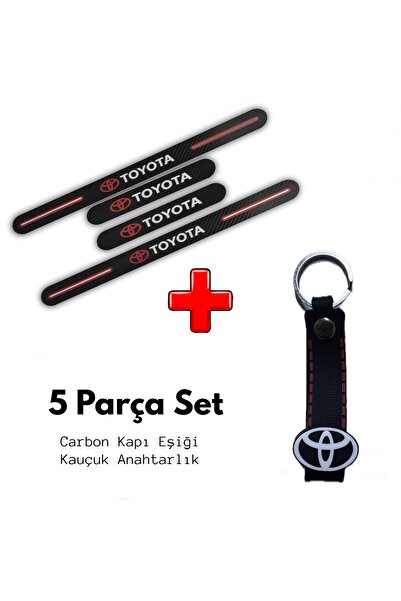 Lazer Store Toyota Corolla ile Uyumlu Carbon Kapı Eşiği ve Kauçuk Anahtarlık Set