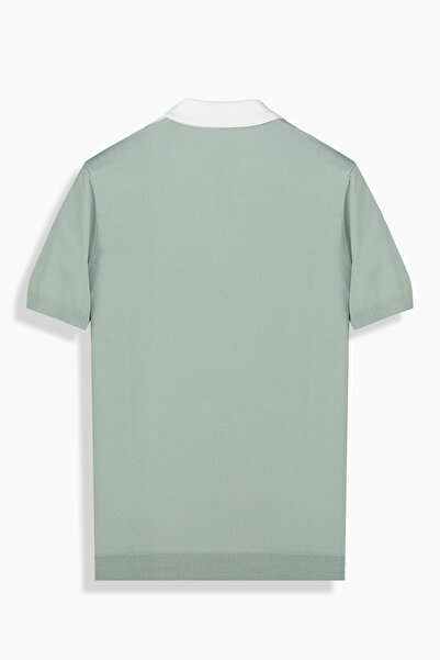 Sarar Interview Polo Neck Short Sleeve Mint Green Knitwear T-Shirt