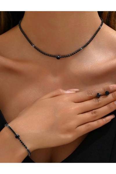 Oprah Kadın Zirkon Taşlı Su Yolu Kolye Küpe Bileklik Seti