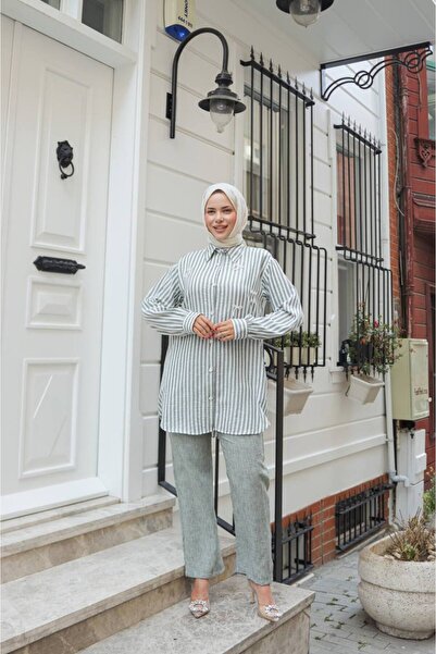 NevaMar Long Linen - Shirt with Stone Set