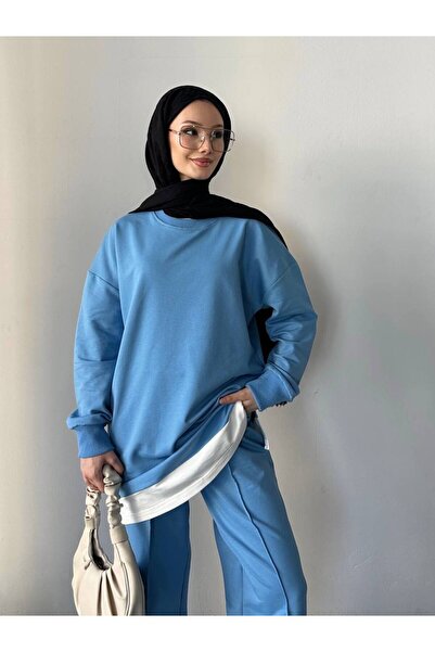 sportiness Set de trening oversize din țesătură cu două fire, garnit și cu detaliu de fante