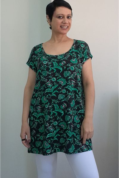 Mertcan Butik Green Black Print Size Whole Coming Low Sleeve Combed Viscose T-Shirt
