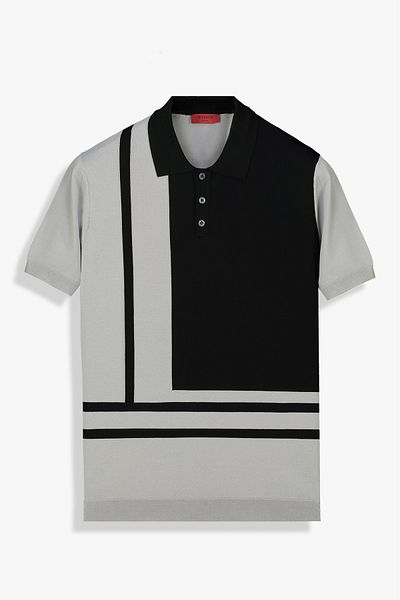 Sarar Interviu Polo Gât cu mânecă scurtă Tricot negru Tricou