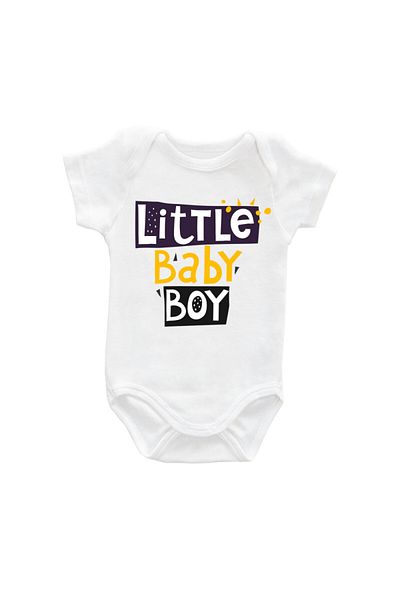 Printisimi Body bebelus "Little baby boy", Alb, Bumbac