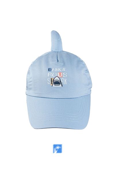 Kardelen Butik Denizli 100% Cotton Shark Hat with Nape Protection for Baby Boys (1-3 Years) (Size 48-50 cm)