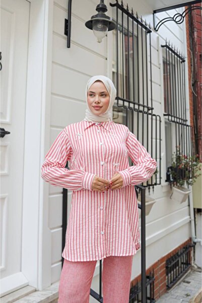 NevaMar Long Linen - Shirt with Stone Set