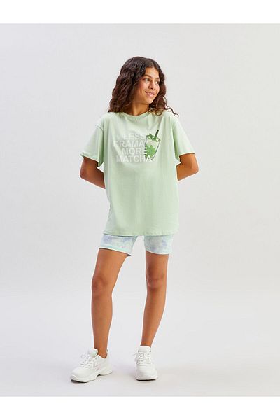 LC Waikiki Green Crew Neck Girl's T-Shirt