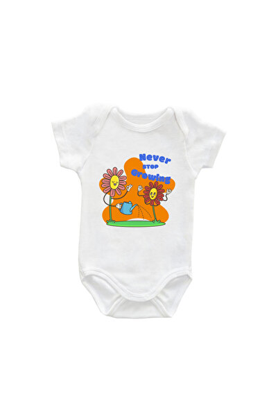 Printisimi Baby bodysuit "Never stop growing", White, Cotton