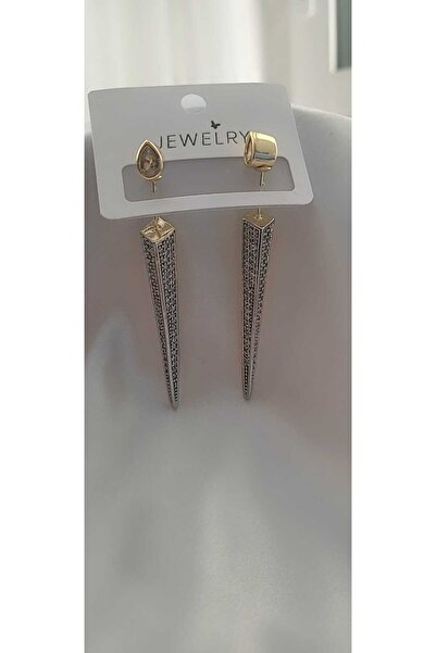 by kayra collection ÇELİK ZİRKON TAŞLI TASARIM KÜPE