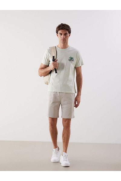 LC Waikiki New Season Crew Neck Κοντό μανίκι εμπριμέ χτενισμένο βαμβακερό ανδρικό Tisort - S5KO95Z8