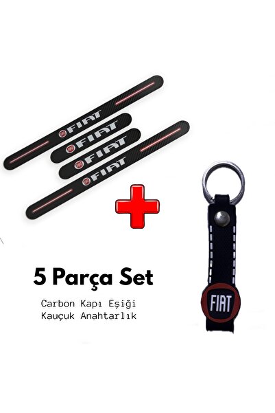 Lazer Store Fiat Egea ile Uyumlu Carbon Kapı Eşiği ve Kauçuk Anahtarlık Set