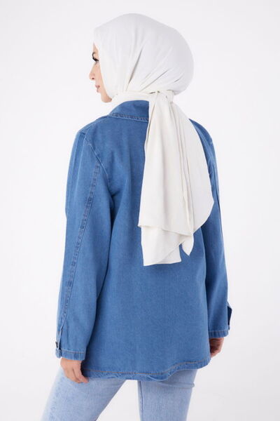 Butik KOYU MAVI Kruvaze Kot Ceket