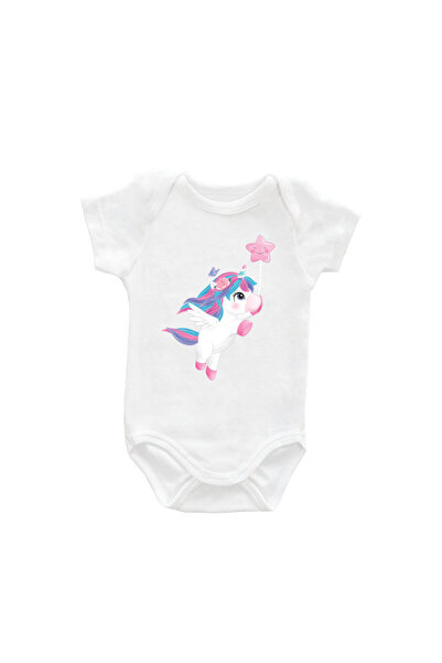 Printisimi Baby bodysuit "Unicorn with star", White, Cotton