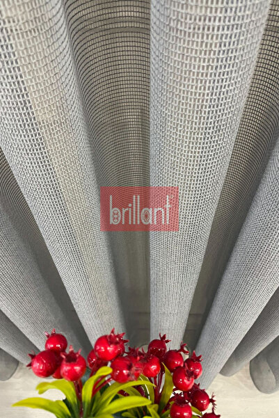 YS PERDE TASARIM Brillant Lumıra Mikro File Mutfak, Oturma odası, Ofis ve Büro Modern Tül Perde 1-2.5 Pile-Koyu Gri