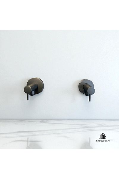 İSAOĞLU YAPI طقم صنبور تاهارات أسود مكون من قطعتين صنابير تاهارات بتصميم حديث باللون الأسود غير اللامع