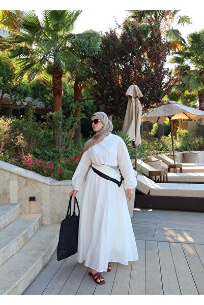 MODA AKSA PAMUK VUAL ELBİSE BEYAZ