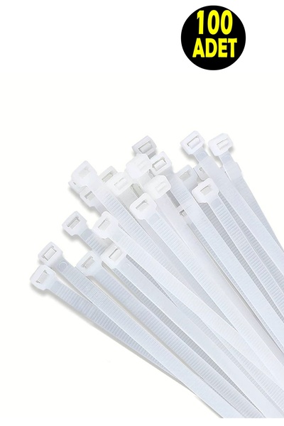 usin 100 Adet 30 Cm-3.6 Mm Beyaz Elektrik Kablosu Kablo Bağı Klips Plastik Ke...