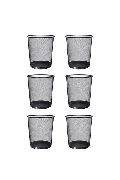 AKC Mesh Wastebasket Trash Can – Silver & Black Steel Round Bin For Office, Home, Bathroom