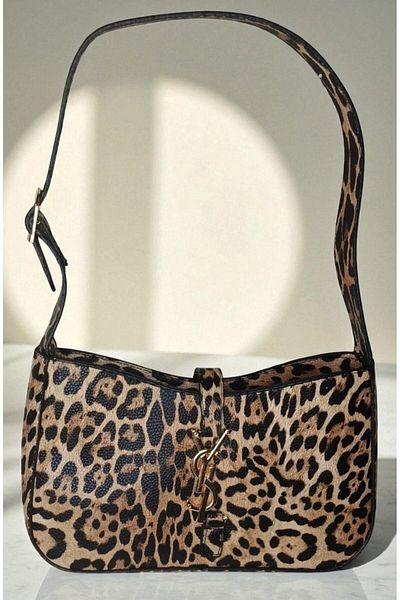 marufshop Geantă de mână și de umăr pentru femei, cu curea reglabilă, din piele artificială, cu model leopard