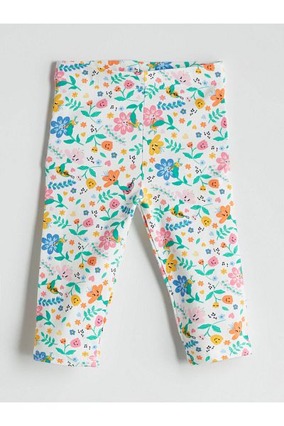 LC Waikiki New Season Elastic Waist Floral Girls' Leggings - S5Pd09Z1