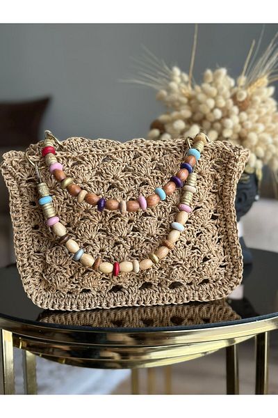 ÖRGÜCÜ DESİGN Straw Bag - Paper Rope Knitting Bag