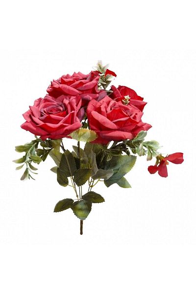 OEM Flori artificiale, trandafiri, buchet de 5 fire, 40 cm, roz