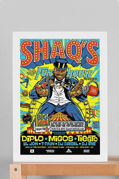 Saturn Shaquille O'Neal Framed Painting - Basketball Nba Poster Painting