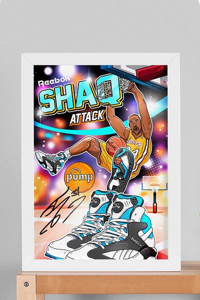 Saturn Pictură înrămată de Shaquille O'Neal - Pictură poster NBA de baschet