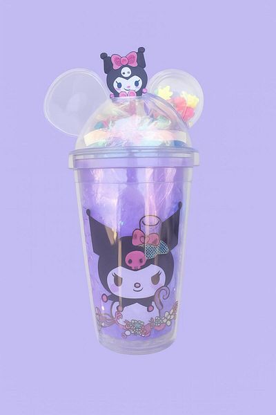 MRShopping Mr Kuromi Themed Cute Straw Cup with Lid 500 ml – for Cold Drinks
