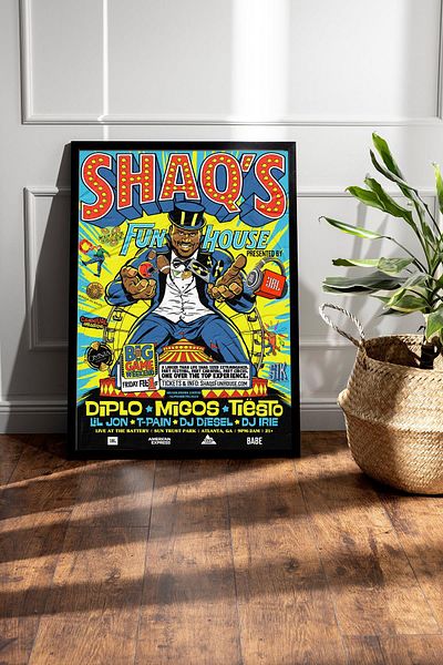 Saturn Pictură înrămată de Shaquille O'Neal - Pictură poster NBA de baschet
