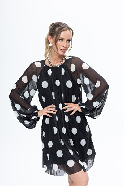 KARTON TRİKO Karton Triko Piliseli Siyah Elbise