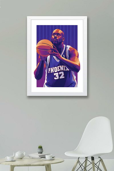 Saturn Pictură înrămată de Shaquille O'Neal - Pictură poster NBA de baschet
