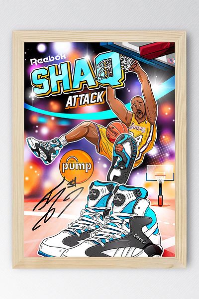 Saturn Pictură înrămată de Shaquille O'Neal - Pictură poster NBA de baschet