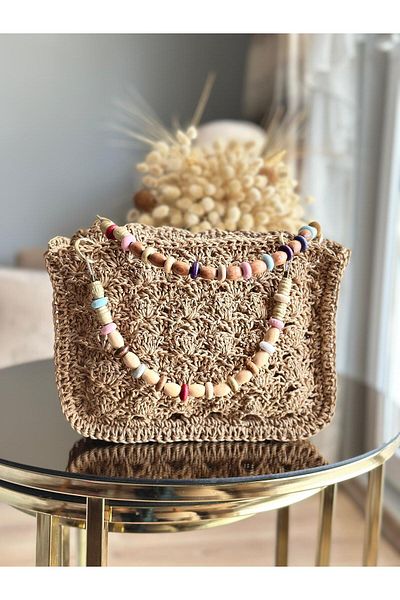 ÖRGÜCÜ DESİGN Straw Bag - Paper Rope Knitting Bag
