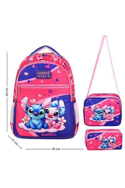 CANLOOR Stiç Themed Primary School Backpack, Lunch Bag and Pencil Case with 2 Pockets