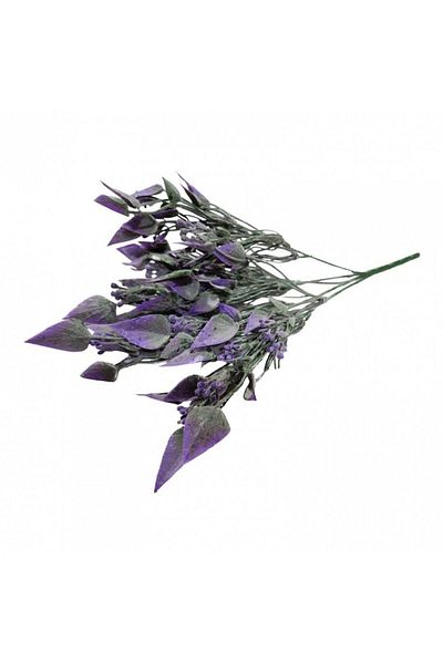 OEM Frunze artificiale înghețate cu boboci, buchet de 5 tulpini, 30 cm, nuanțe de violet
