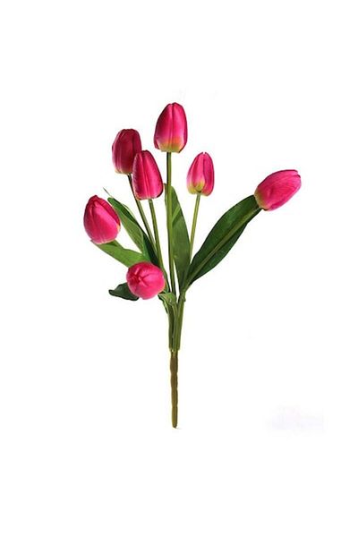 OEM Flori artificiale, Lalele, Buchet de 7 tulpini, 37 cm, Ciclam