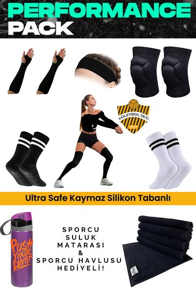 Bellanora 10 Piece Volleyball Set – Knee Pad, Ellik, Sports Towel, Water Bottle, Training Socks, Headband Set