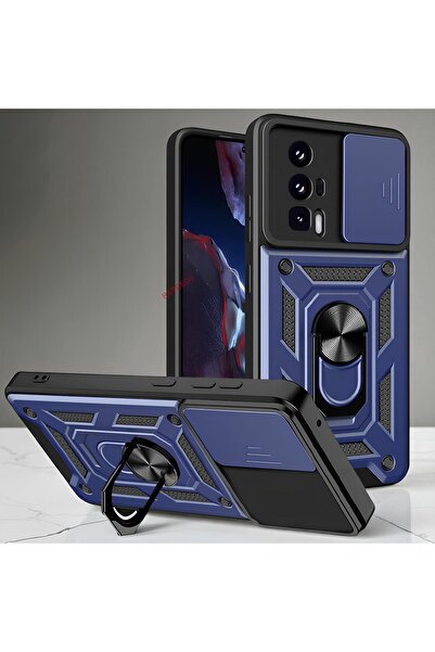 Hatreds Xiaomi Poco F5 Pro Kılıf Magnetik Standlı Sürgülü Kamera Korumalı TPU...