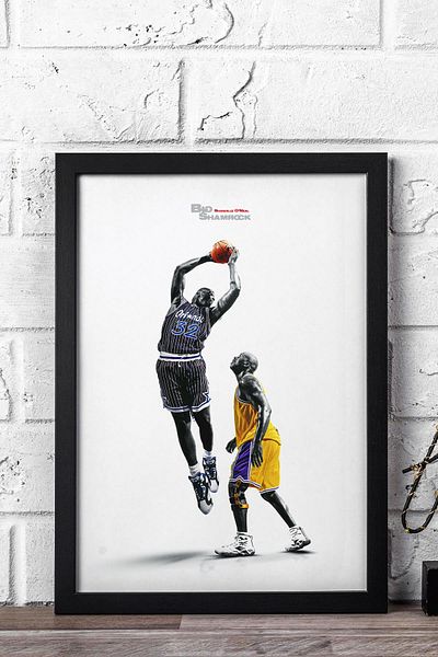 Saturn Pictură înrămată de Shaquille O'Neal - Pictură poster NBA de baschet