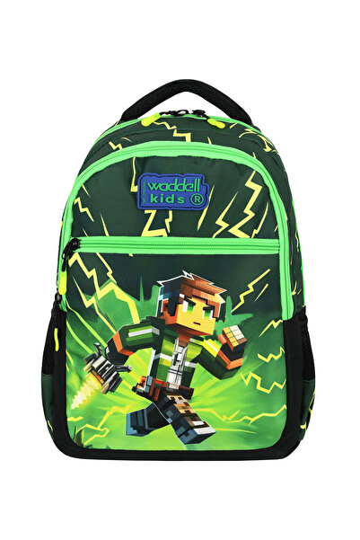 CANLOOR Canlloor Maycraft Creeper Primary School Backpack and Lunch Bag,Elementary School Bag