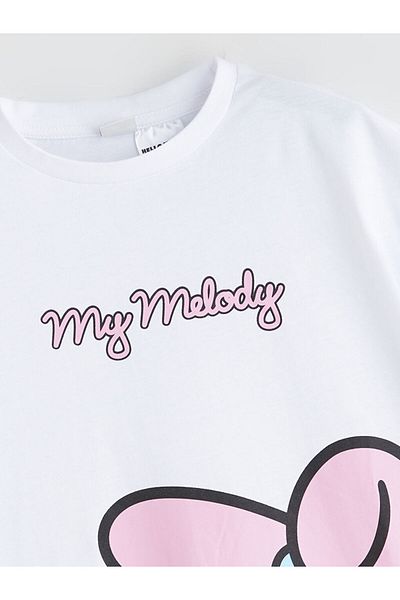 LC Waikiki White Crew Neck My Melody Printed Girl's T-Shirt