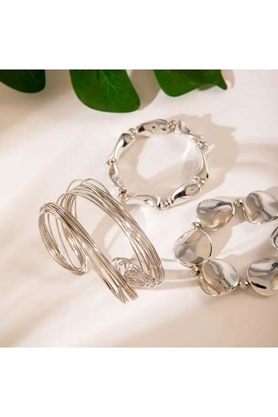 STEELMAKER JEWELRY مجموعة من 3 أساور بتصميم عتيق