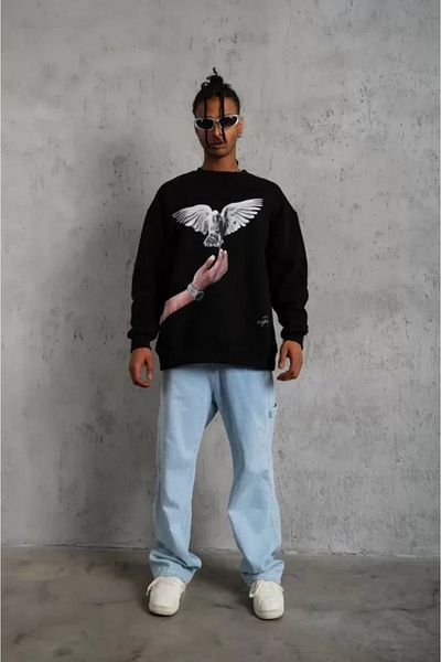 Silerra    Men's Dove Printed Sweatshirt - Black